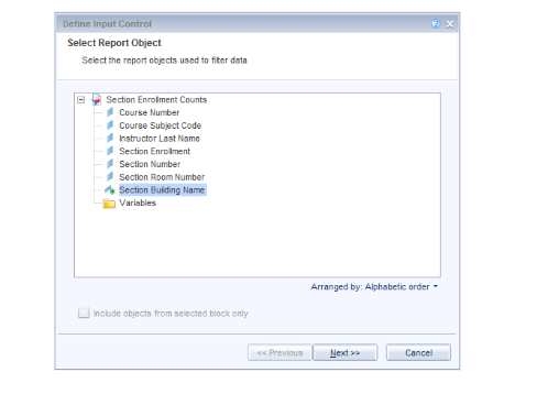 Objects listing