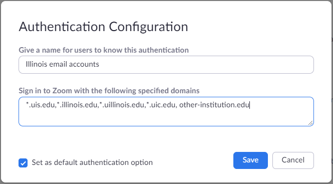 This image shows how to add an extra, external domain to your authentication profile safelist.
