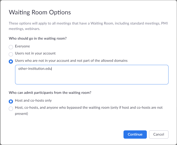 This image shows how to add an extra, external domain to your waiting room.