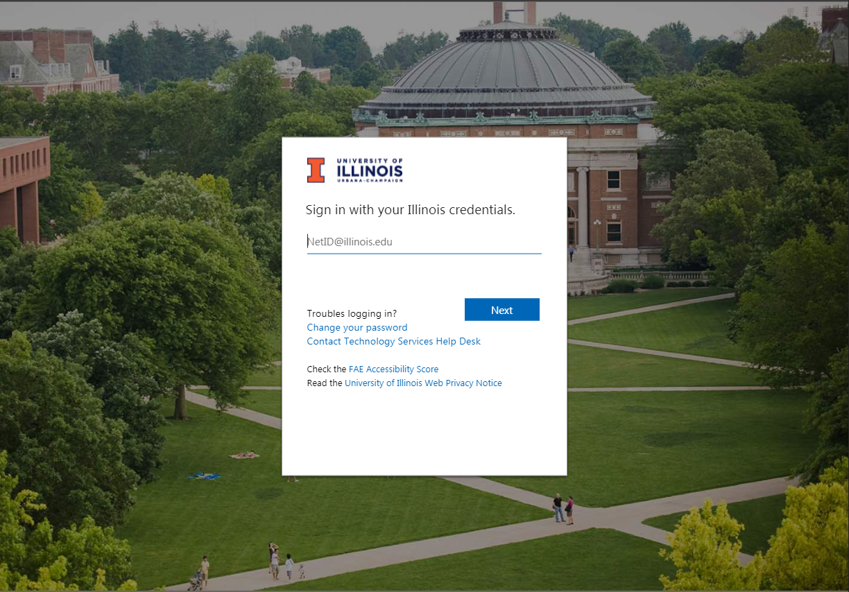 University of Illinois Zoom login page