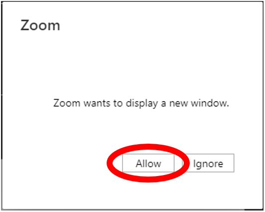 Allow access to Zoom Desktop Application