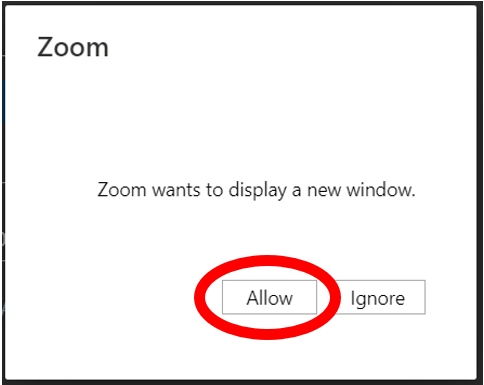 Click allow if you are blocking pop ups.  Allow is found on the lower middle of the window.