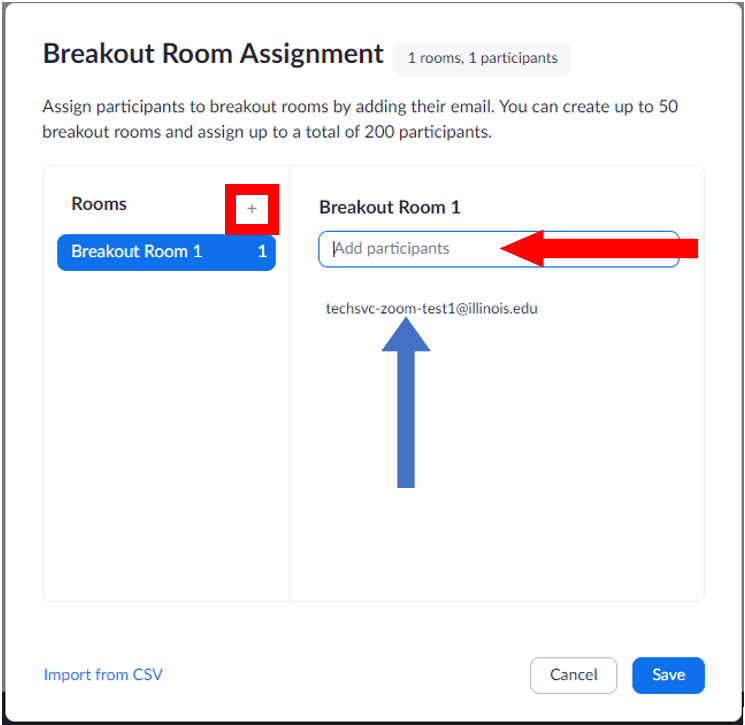 Breakout room pre-assignment using web portal
