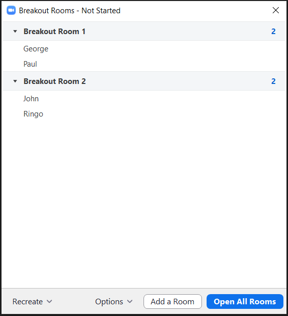 Breakout rooms manually assigned complete