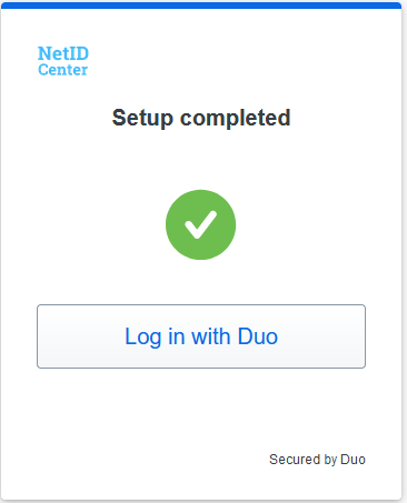 Duo Universal Prompt enrollment complete