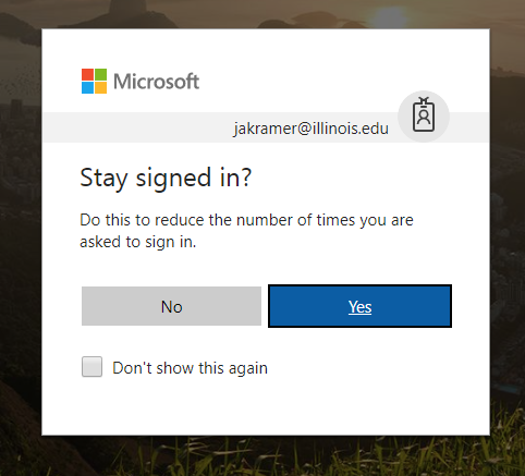 Microsoft Stay Signed In prompt