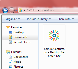 Image of Kaltura installer in Downloads folder