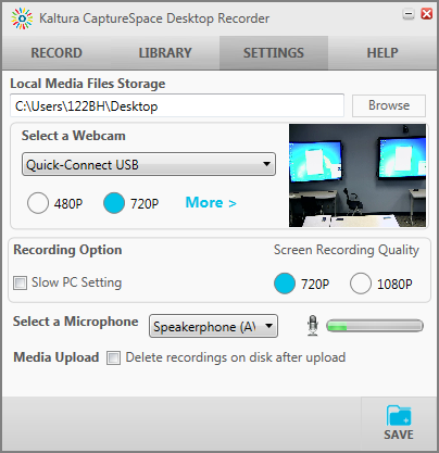 Image of CaptureSpace settings window