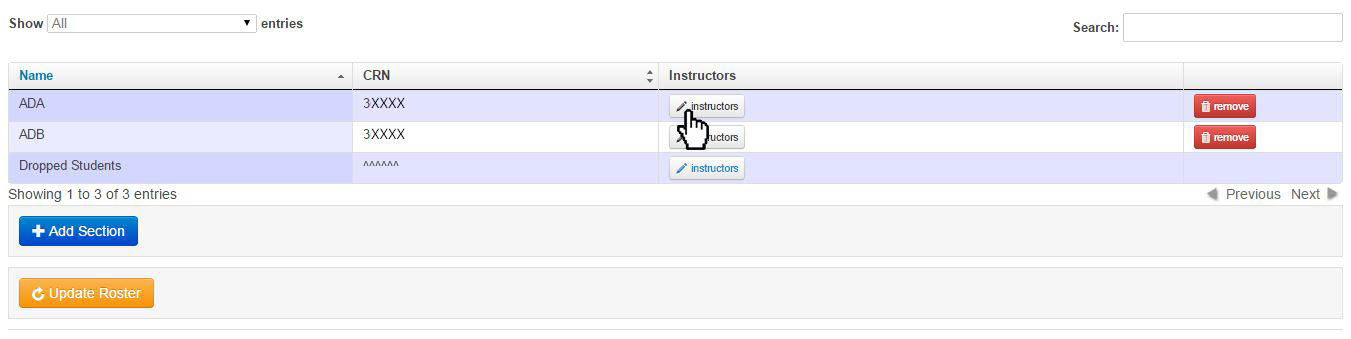hit instructors button for desired section