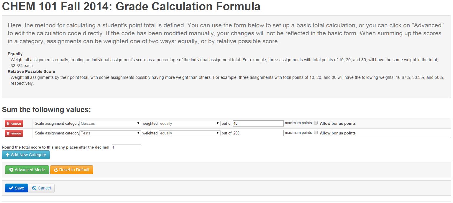 image of Grade Calculation Formula page with instructions at top. same as webpage. 