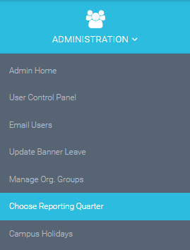 click administration then click choose reporting quarter