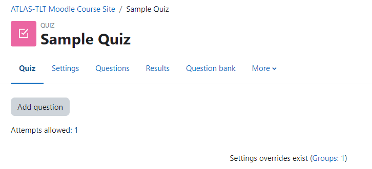 A picture of the finished group override on the quiz page