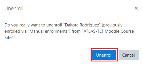 Confirm by clicking Unenroll