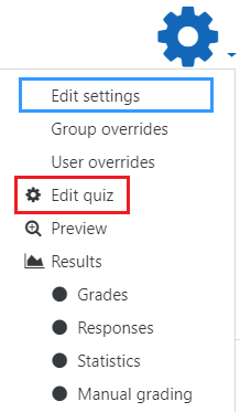 Select edit quiz
