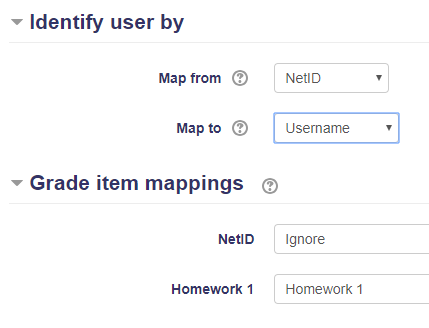 Map from, Map to, NetID, assignment name