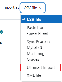 Smart Import dropdown menu option