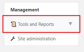 Tools and reports menu