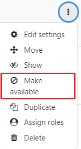 3 dots icon dropdown menu Make available option