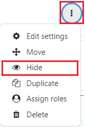 3 dots icon dropdown menu Hide option
