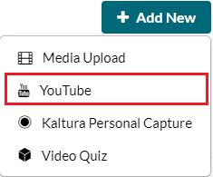 Add new and sekect YouTube options