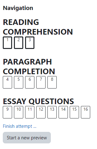 Quiz Navigation block with headings