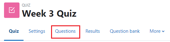 Quiz Questions tab