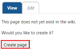 Create page from link button