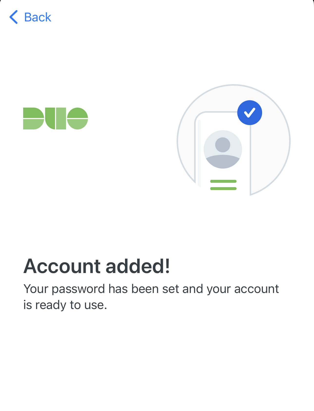 Duo mobile account added successfully
