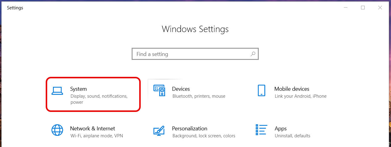 Select the option labeled "System".