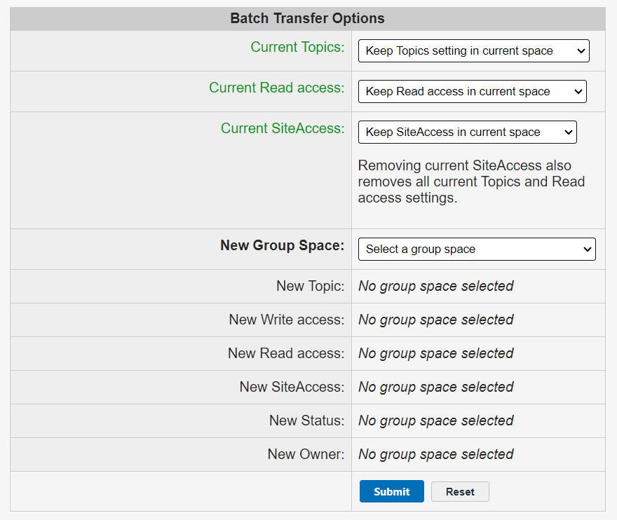 The Batch Transfer Options section.